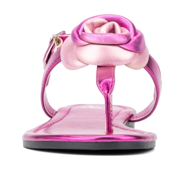 New York and Company Rosette T-Strap Flat Sandal, 11 - Picture 2 of 12